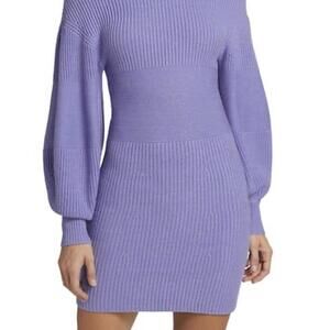 STAUD Lavender Ribbed Knit Sweater Dress Merylbone Size S